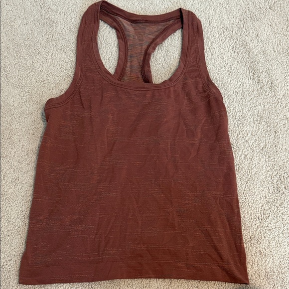Women's Swiftly Tech Race Length Brown Tank Top - Picture 1 of 4